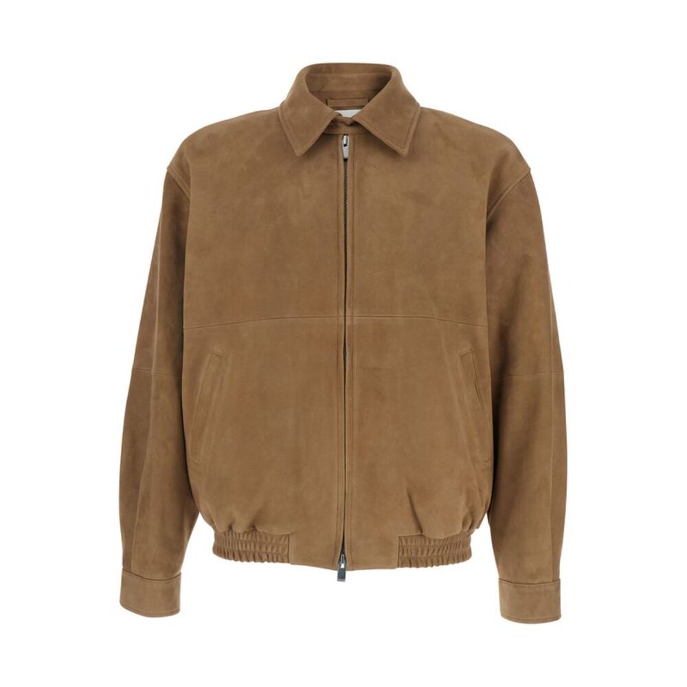Tonywack Men Brown Suede Jacket With Classic Collar And Two Welt Pockets For Men
